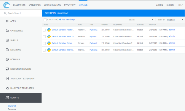 Scripts Management Page